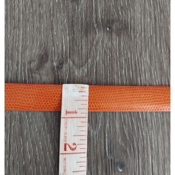 Iguana Print Orange Bonded Leather Skinny Belt Medium - Picture 6 of 6